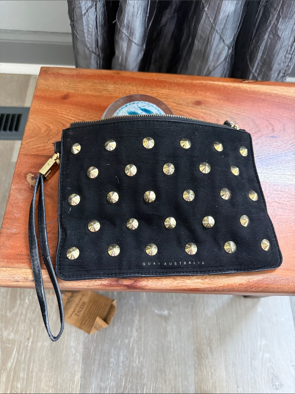 Quay Australia Black Wristlet with Gold Studs